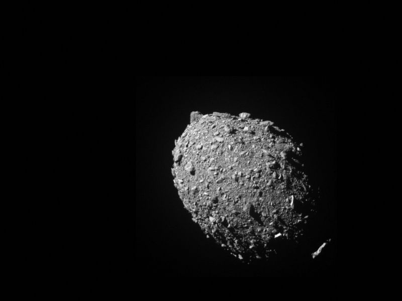 This picture provided by NASA on 11 October, 2022 shows asteroid moonlet Dimorphos as seen by the Double Asteroid Redirection Test (DART) spacecraft 11 seconds before impact.