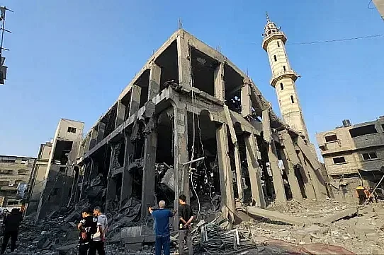 A mosque destroyed in Israeli attack in North Gaza.