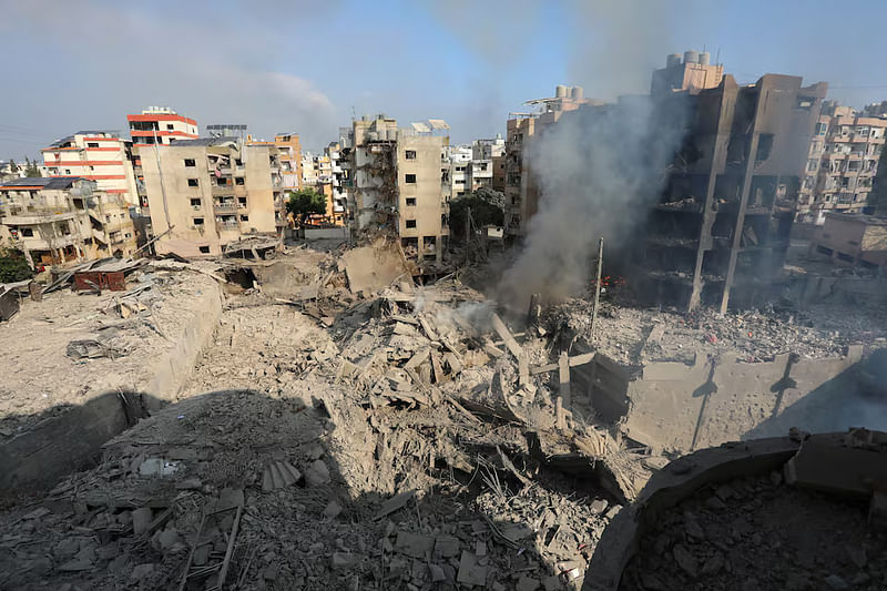 A general view shows damage in the aftermath of Israeli strikes in Choueifat, amid the ongoing hostilities between Hezbollah and Israeli forces, Lebanon, 6 October, 2024.