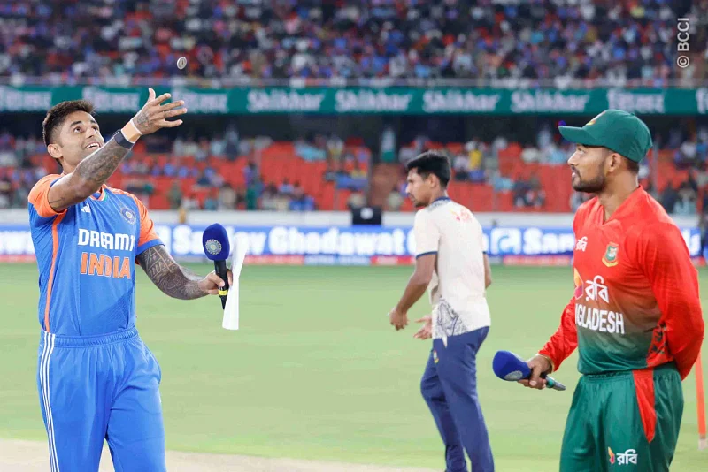 India sent Bangladesh to bat in 3rd T20 in Hyderabad on 12 October