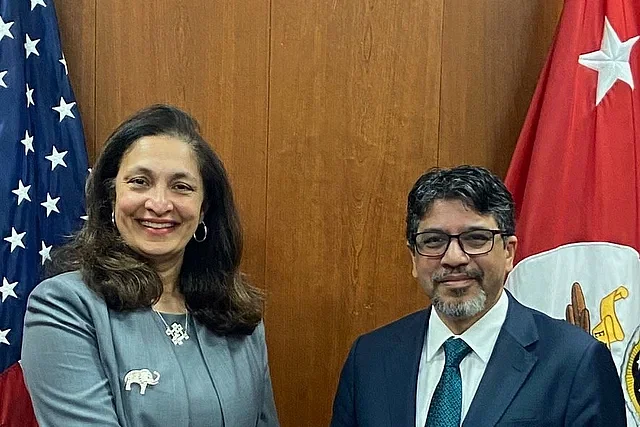 US Under Secretary Uzra Zeya holds a meeting with foreign secretary Md Jashim Uddin at the US State Department on 11 October.