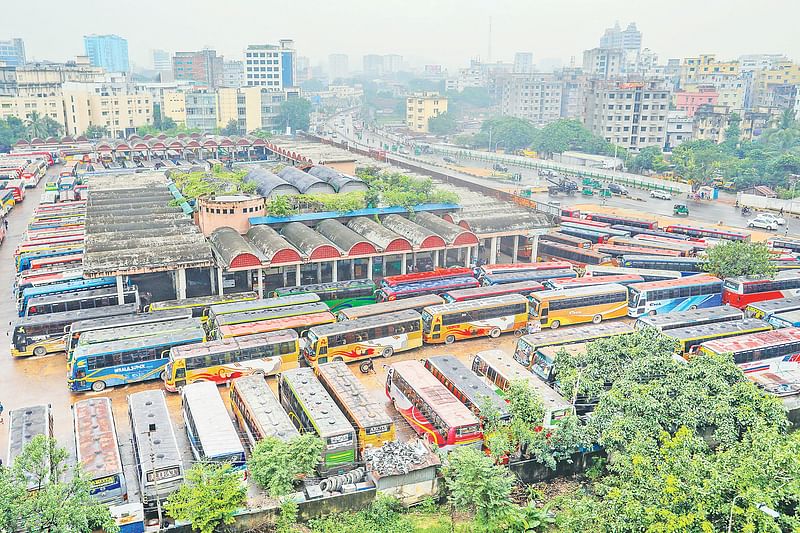 Photo shows the Mohakhali inter-district bus terminal in Dhaka