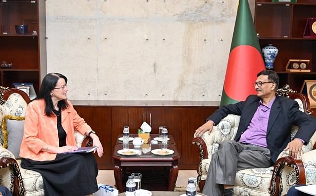 Newly-appointed non-resident ambassador of Estonia to Bangladesh Marje Luup pays a courtesy call on Foreign Affairs Adviser Md Touhid Hossain at the foreign ministry in Dhaka on 17 October 2024.