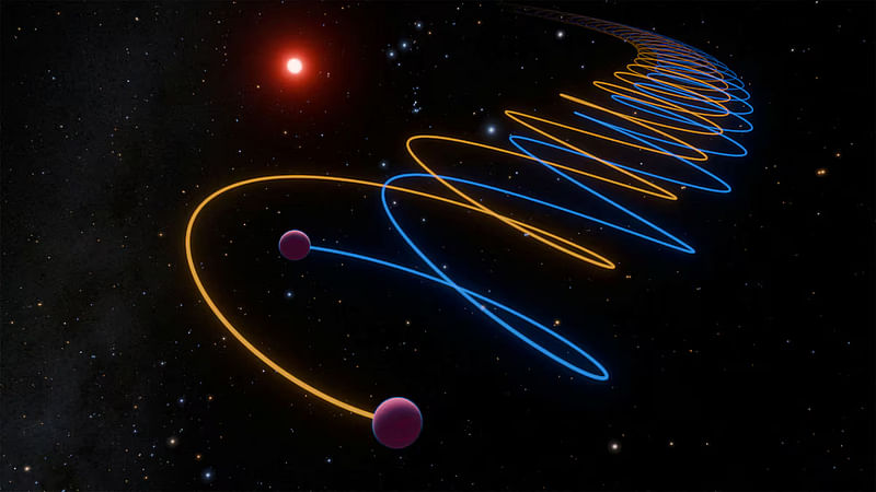 This artwork shows a pair of celestial objects called brown dwarfs, named Gliese 229Ba and Gliese 229Bb, located about 19 light years from our solar system, in this handout image obtained by Reuters on 17 October, 2024.