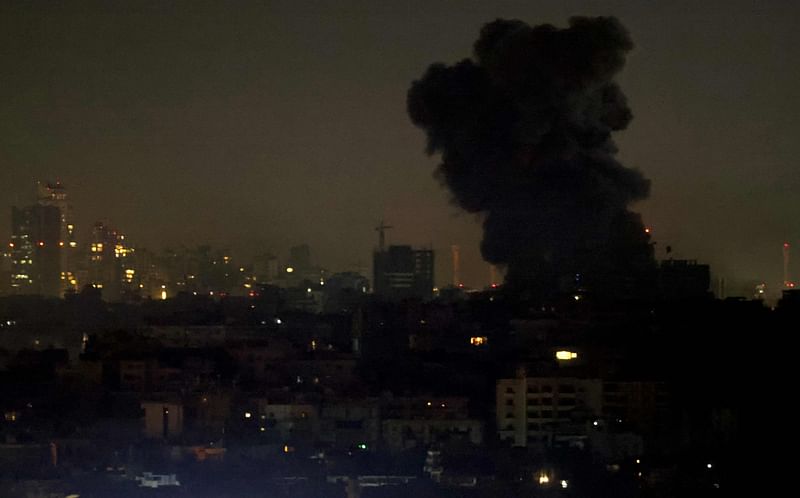 Smoke rises from the site of an Israeli air strike on a neighbourhood in Beirut’s southern suburbs on 24 October, 2024. Israel expanded operations in Lebanon nearly a year after Hezbollah began exchanging fire in support of its ally, Hamas, following the Palestinian group's deadly attack on Israel on 7 October, 2023.