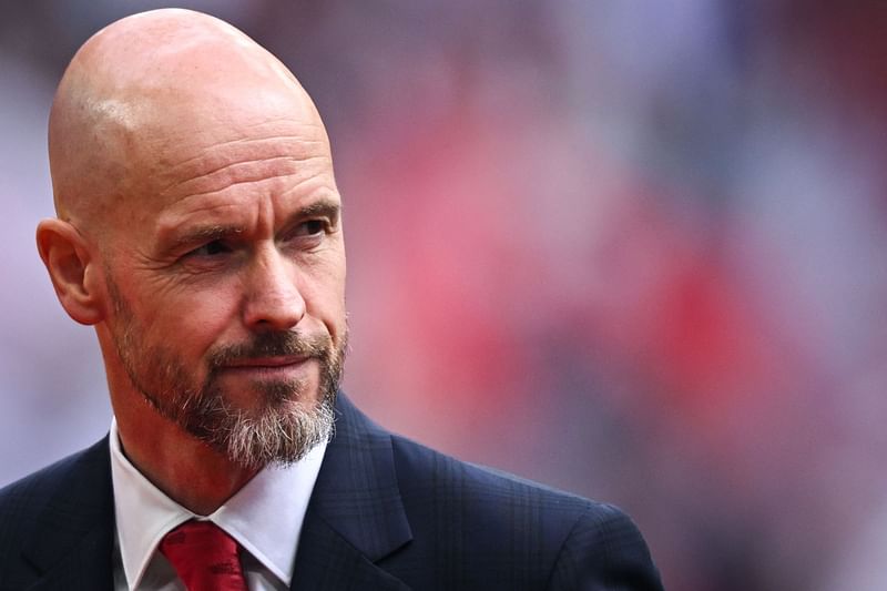 Manchester United's Dutch manager Erik ten Hag reacts prior to the English FA Cup final football match between Manchester City and Manchester United at Wembley stadium, in London, on 25 May, 2024.