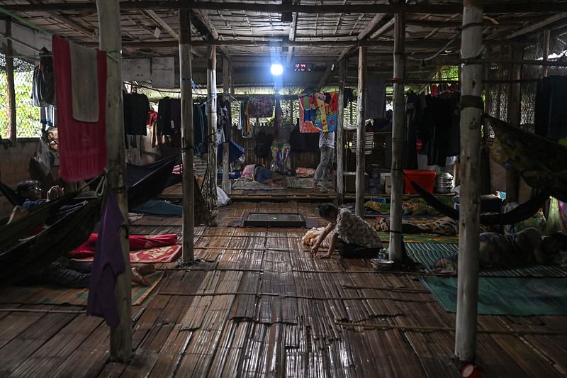 This photo taken on September 10, 2024 shows recovering drug addicts from Myanmar resting on their break during a rehabilitation program run by the non-governmental organisation DARE Network (Drug and Alcohol Recovery and Education) at an undisclosed location in Mae Sot along the Thai-Myanmar border