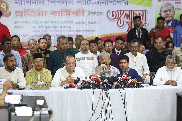 BNP secretary general Mirza Fakhrul Islam Alamgir speaks at a programme in Dhaka on 30 October 2024.