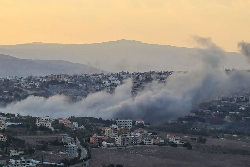 Smoke rises from the site of an Israeli airstrike in Khiam village in southern Lebanon on October 31, 2024