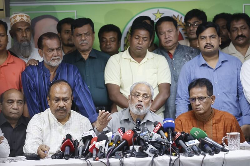 Jatiya Party chairman GM Quader speaks press conference at the Jatiya Party office in Banani, Dhaka 1 November 2024.