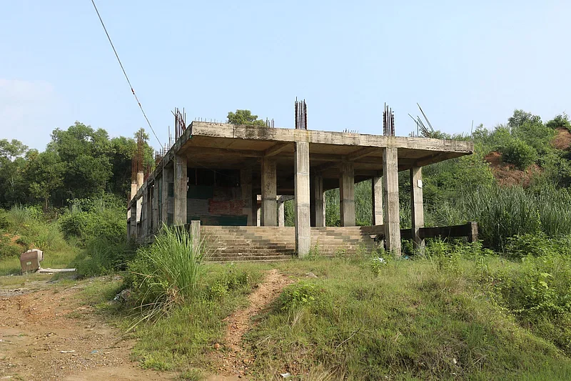 Hillocks were cut down after the land was donated to the Momen Foundation in Sylhet. This photo has been taken on 31 October 2024