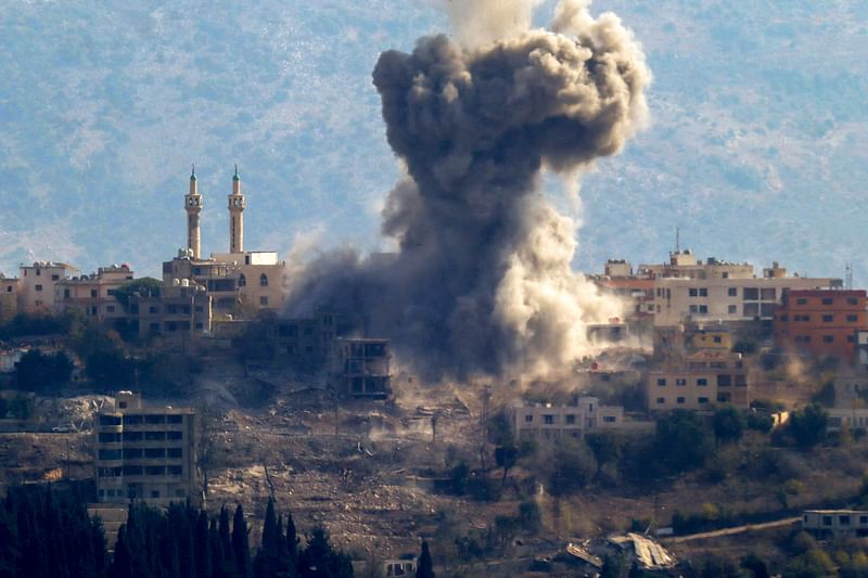 Smoke rises from the site of an Israeli airstrike that targeted the southern Lebanese village of Khiam on 9 November, 2024, amid the ongoing war between Israel and Hezbollah.