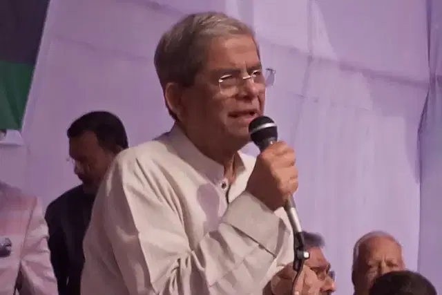 BNP secretary general Mirza Fakhrul Islam Alamgir addressing an event on distributing educational equipment and tins among the flood affected students in Sreepur of Feni’s Fulgazi upazila today, Wednesday