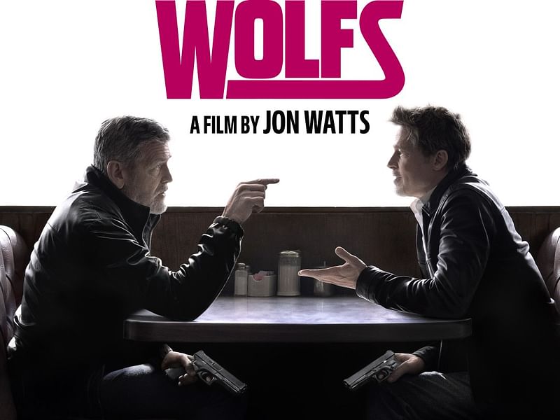 George Clooney and Brad Pitt on the poster of the film 'Wolfs'.