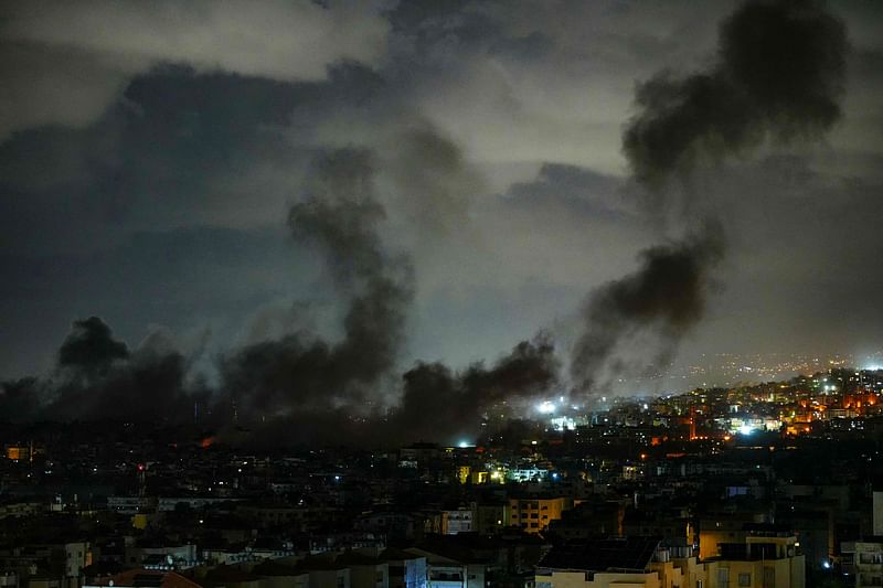 Smoke rises from the site of Israeli airstrikes that targeted Beirut’s southern suburbs on November 24, 2024, amid the ongoing war between Israel and Hezbollah