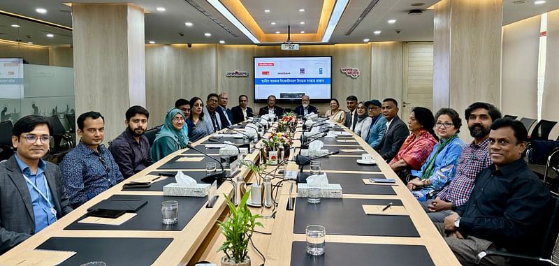 Guests at a roundtable titled ‘Towards Effective, Transparent and Accountable Local Governance’ at Prothom Alo office in Dhaka on 24 November 2024.