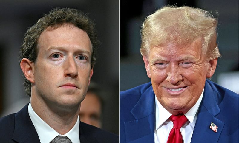 This combination of pictures created on November 27, 2024 shows Mark Zuckerberg (L), CEO of Meta and US president elect Donald Trump