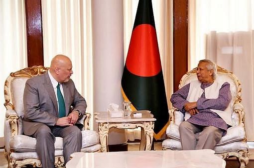 The prosecutor of the International Criminal Court, Karim A Khan, called on Chief Adviser Professor Dr. Muhammad Yunus at the State Guest House Jamuna in Dhaka on 27 November 2024