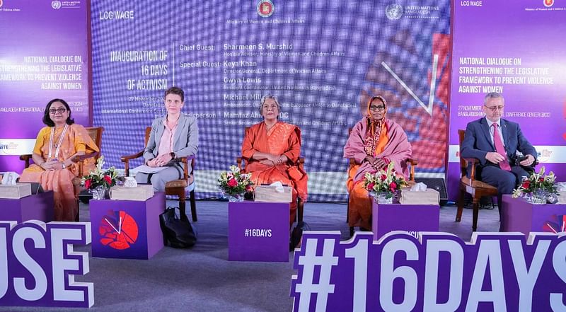 Guests at the inaugural event of 16 Days of Activism campaign in Dhaka on 27 November 2024.