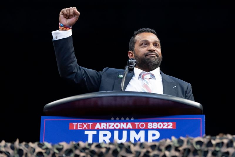 Former Chief of Staff to the US Secretary of Defense Kash Patel speaks during a campaign rally for US Republican presidential nominee, former President Donald Trump at Findlay Toyota Center on 13 October, 2024 in Prescott Valley, Arizona. US President-elect Donald Trump nominated Kash Patel as FBI director on 30 November, 2024.