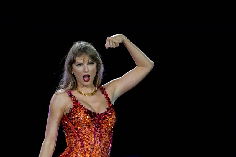 US singer Taylor Swift performs on stage during 'The Eras Tour' at the Hard Rock stadium in Miami Gardens, Florida, 18 October, 2024.