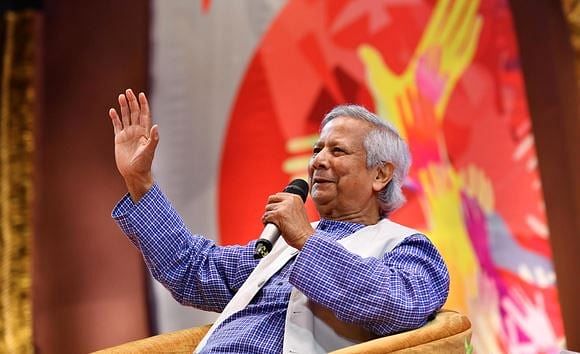 Chief Adviser Dr Muhammad Yunus speaks at a women’s conference at Osmani Memorial Auditorium in Dhaka on 10 December 2024