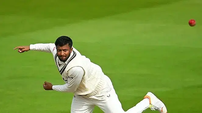 Shakib Al Hasan bowling for Surrey in County Championship last September.