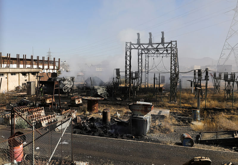 Smoke rises from a power station following Israeli airstrikes in Sanaa, Yemen on 19 December 2024