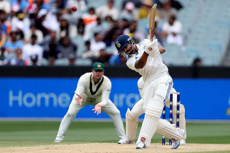 India's Nitish Kumar Reddy bats on the third day of the fourth cricket Test match between Australia and India at the Melbourne Cricket Ground (MCG) in Melbourne on 28 December, 2024.