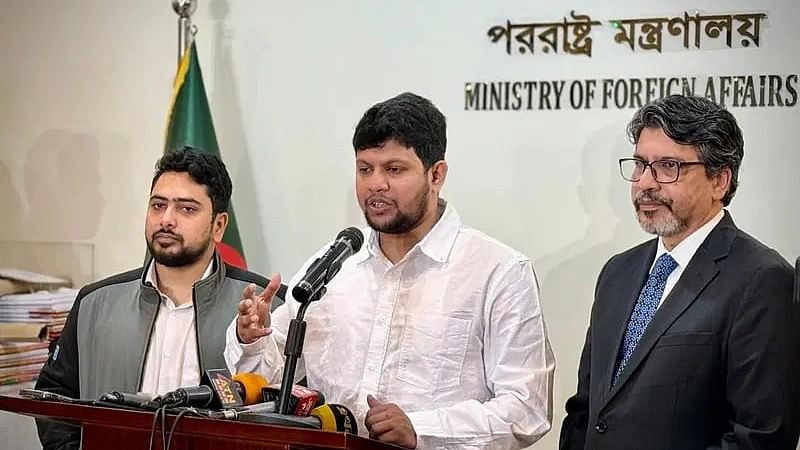 Adviser Md Mahfuj Alam talks to the media after a discussion titled “Forming a new Bangladesh: Internal reforms and foreign policy” at the secretariat on 29 December 2024