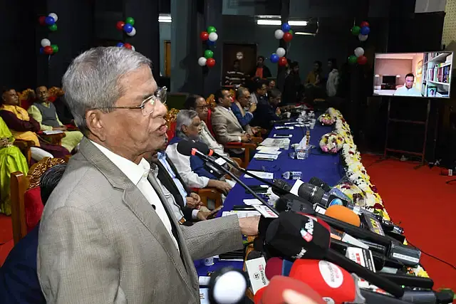 Mirza Fakhrul Islam Alamgir speaks at a discussion at the Institution of engineers, Bangladesh, in Dhaka on 1 January, 2025.