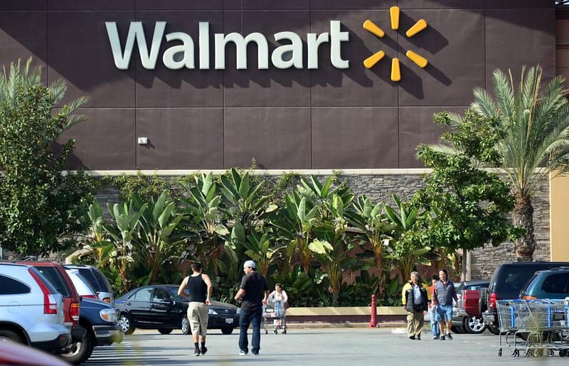 Shoppers outside a Walmart store in Rosemead, California.