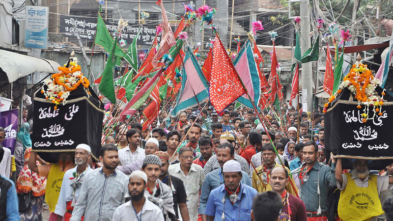 Members of Shia community took out a ‘Tajia’ procession from Hosni Dalan in the old part of the city on the occasion of Ashura