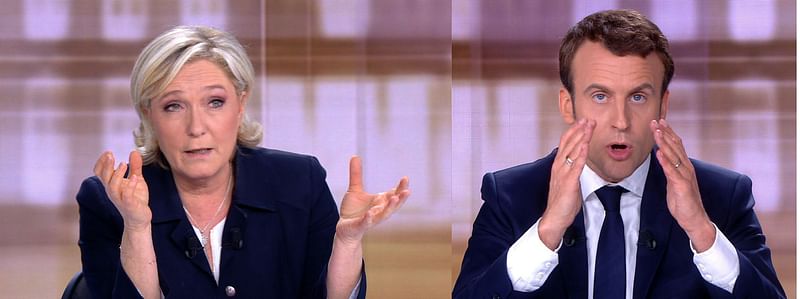 French centrist Emmanuel Macron and his far-right presidential rival Marine Le Pen.