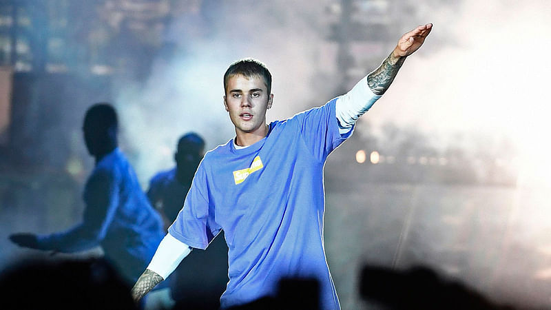 This file photo taken on 20 September, 2016 shows Canadian singer Justin Bieber performing on stage at the AccorHotels Arena in Paris.