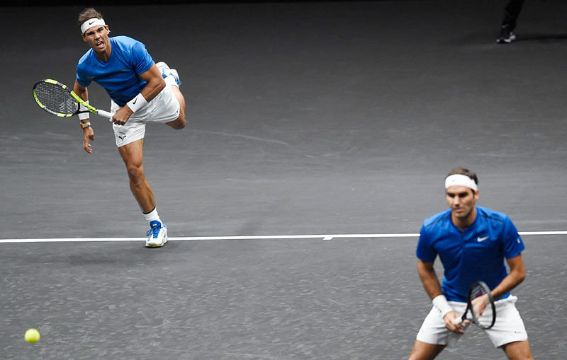 Roger Federer and Rafael Nadal during a Laver Cup match