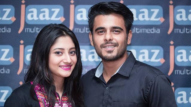 Siam Ahmed poses for the camera with co-actress Pooja Cherry.