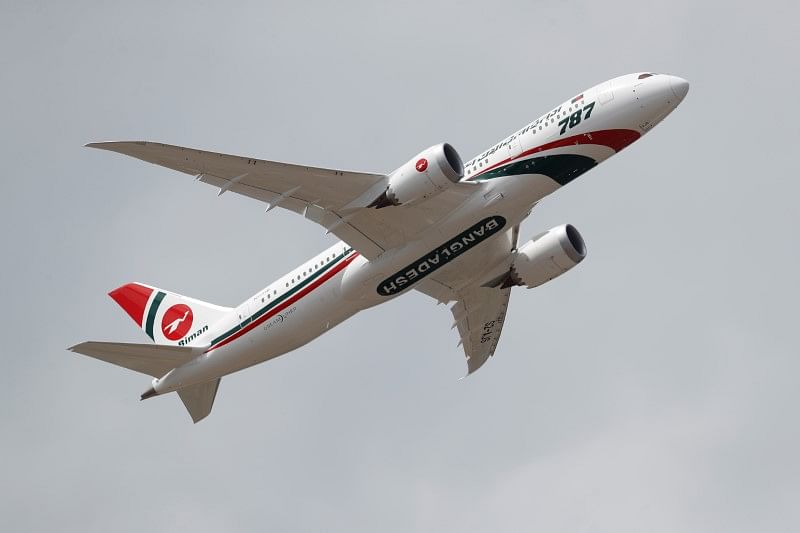 A Boeing 787 with logo of Biman Bangladesh Airlines