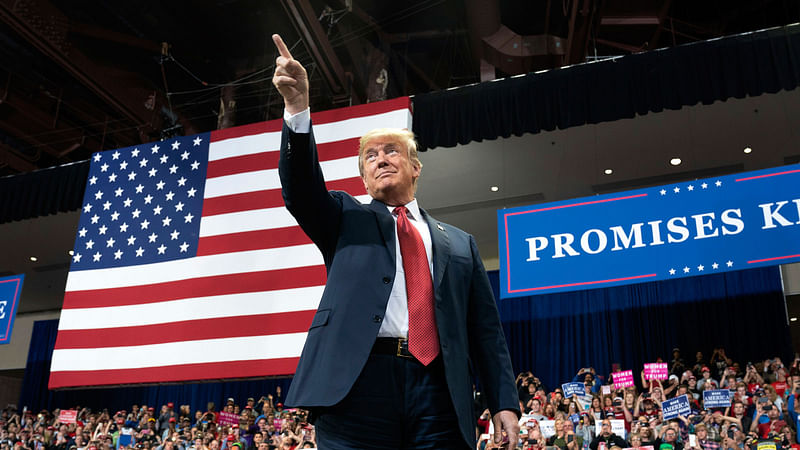 US president Donald Trump makes his second visit to Minnesota, with a rally on Thursday, 4 October 2018, in Rochester, Minn.