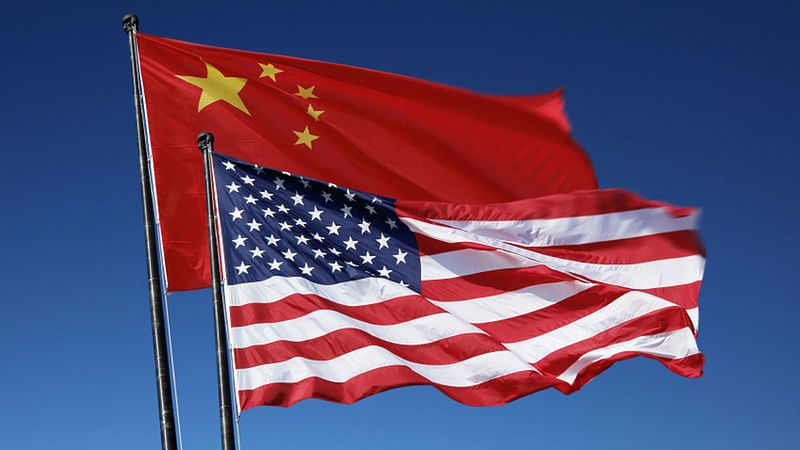 Flags of USA and China