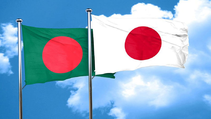 Flags of Bangladesh and Japan