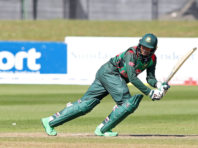 Shakib Al Hasan plays a shot