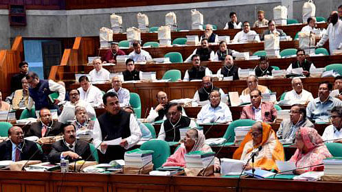 Finance minister AHM Mustafa Kamal presents the budget of 2019-20 fiscal at parliament