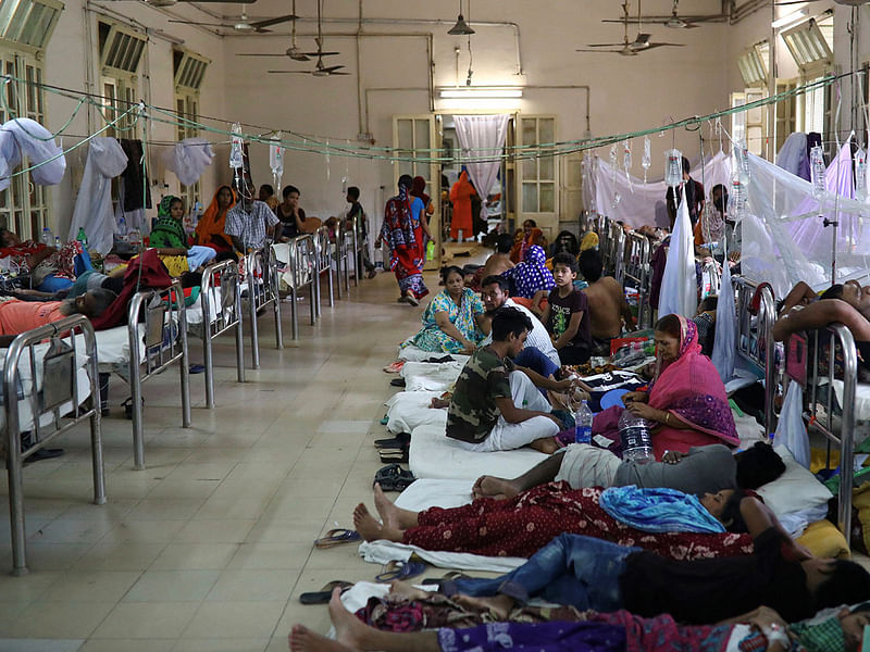 Dengue infected patients are seen hospitalised at the Sir Salimullah Medical College Hospital in Dhaka, Bangladesh, on 2 August 2019