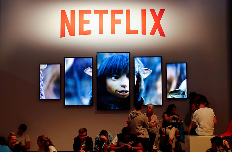 Gamers and visitors take a rest at the booth of Netflix during Europe`s leading digital games fair Gamescom, which showcases the latest trends of the computer gaming scene in Cologne, Germany on 21 August, 2020