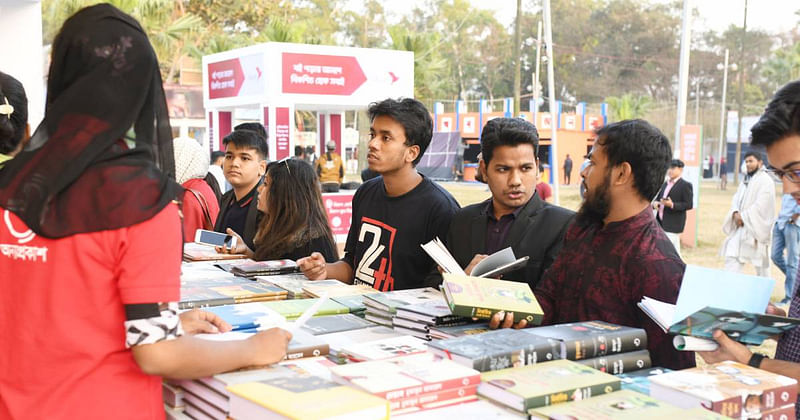 People check new books at Ekushey Grantha Mela