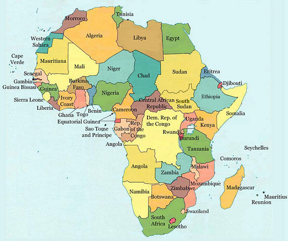 আফ্রিকা মহাদেশের মানচিত্র