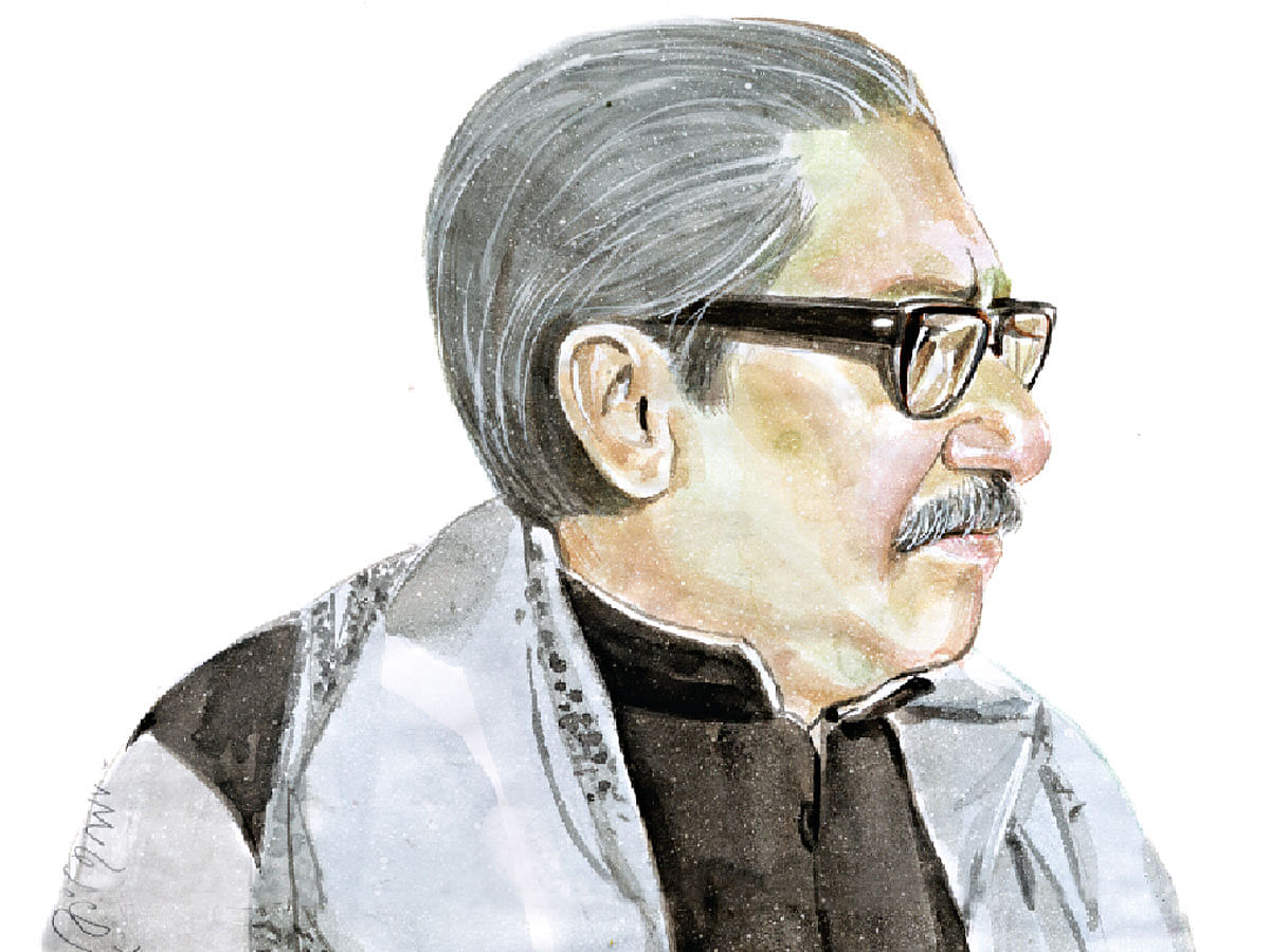 বঙ্গবন্ধু শেখ মুজিবুর রহমান (১৭ মার্চ ১৯২০—১৫ আগস্ট ১৯৭৫), প্রতিকৃতি: মাসুক হেলাল