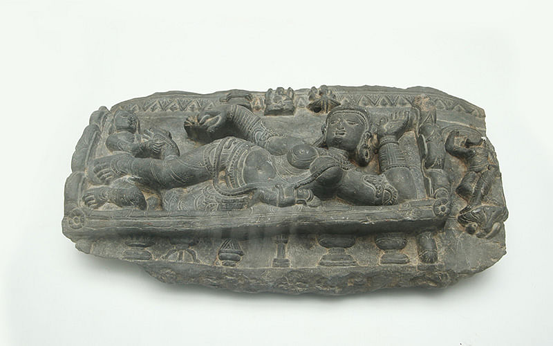 কালো পাথরের ‘মারীচী’ মূর্তিটি একাদশ-দ্বাদশ শতকের। ছবি: আবদুস সালাম