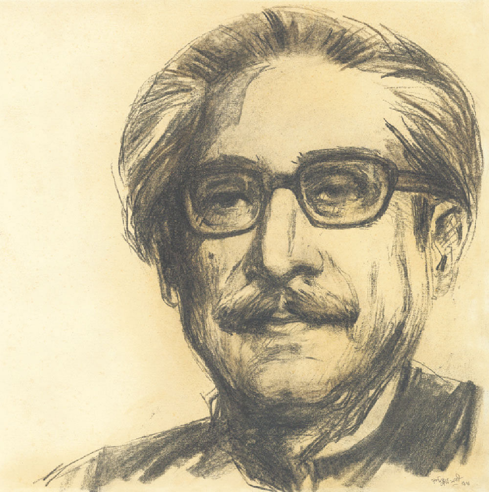 বঙ্গবন্ধু শেখ মুজিবুর রহমান (১৭ মার্চ ১৯২০—১৫ আগস্ট ১৯৭৫), শিল্পী: রফিকুন নবী